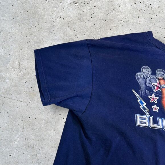 Bud Light Beer Sports Football Players Graphic T-Shirt Patched Logo Navy Sz 2XL - Picture 4 of 11